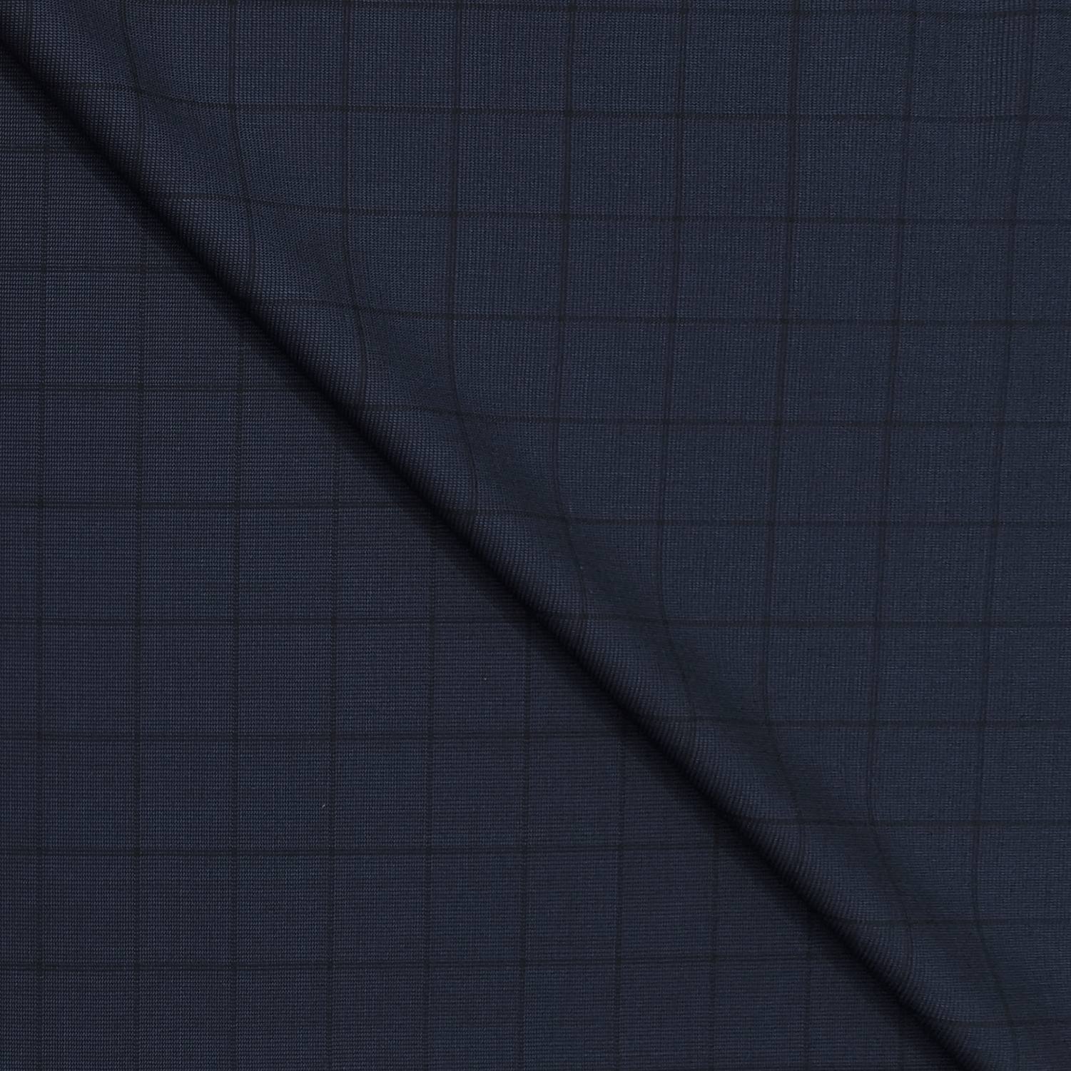 Trouser Fabric Canetti Italy Luxury 90s Wool Blended Check Colour Prussian Blue
